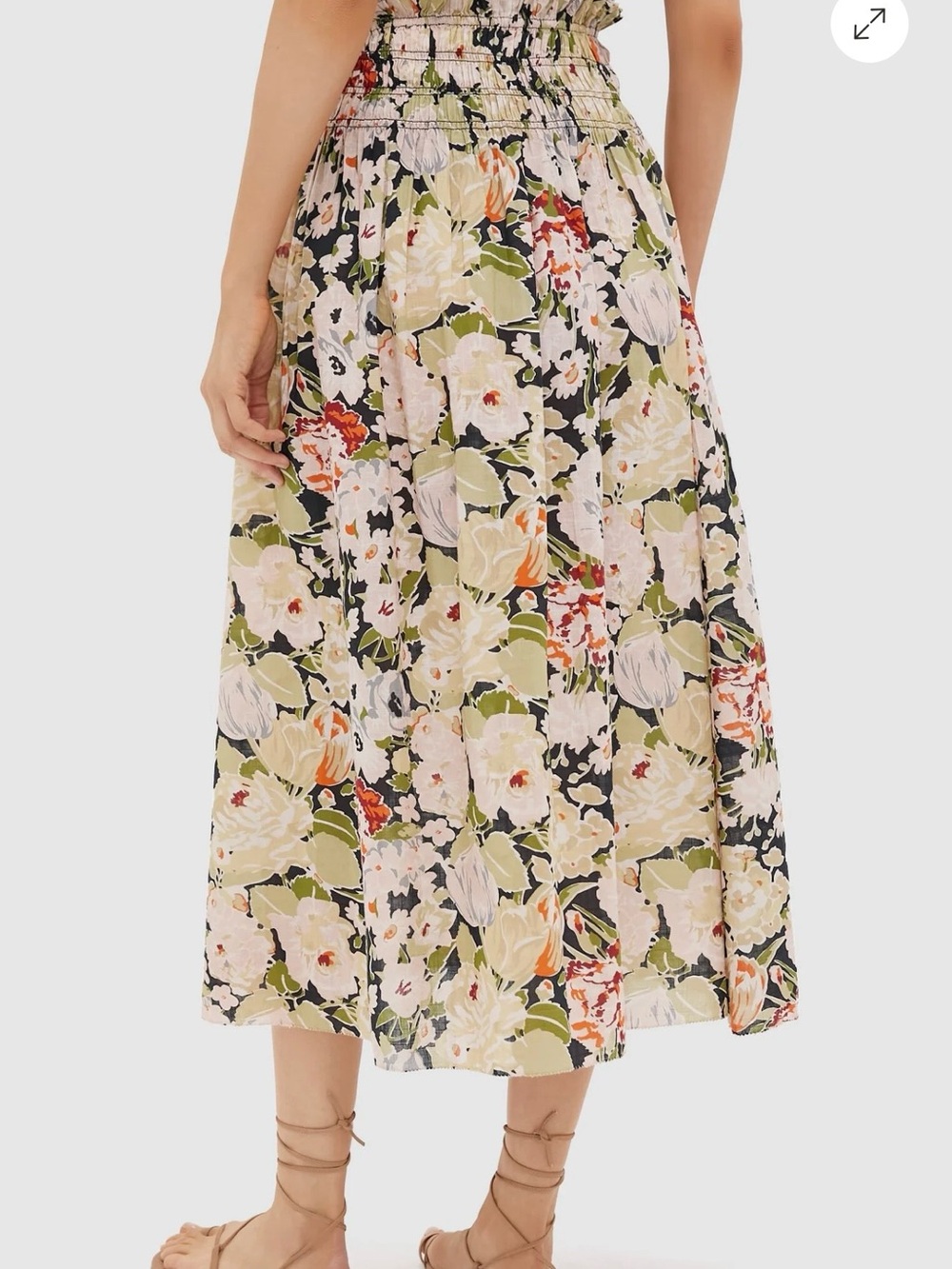 Tuckernut THE GREAT Vintage Rose The Canary Skirt Floral Smocked Waist Size 0 - Picture 4 of 10